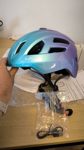 Bike Helmet Gradient Blue/Purple with LED Light