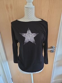 Next black jersey star top uk8-10