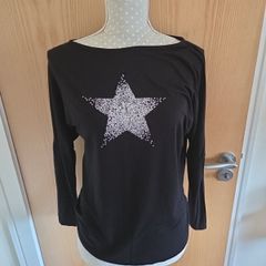 Next black jersey star top uk8-10