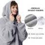 NEW SALE | Oversized Wearable Blanket Hoodie Men Women - Fluffy Fleece Hoodie Blanket for Adults, Warm Hooded Blanket as Gifts for Her, Grey, 107 x 90 cm Image 5