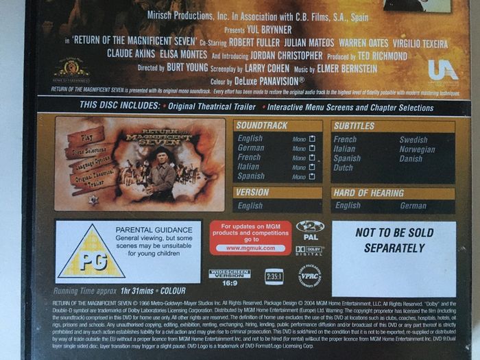 The Magnificent Seven Quadrilogy 1960-1972 (Yul Brynner, Eli Wallach, Steve McQueen, Charles Bronson, Robert Vaughan, George Kennedy & Lee Van Cleef) [4xMovie DVD]
