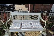 Garden Bench restored seat outside outdoor garden sitting cast iron treated timber decorations, furniture patio  decking, great present ignore flowers pots plants, garden statue chair  swing patio table heater bbq hammock sun outdoor liv