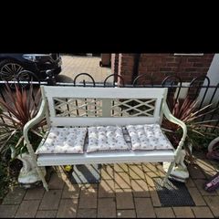Garden Bench restored seat outside outdoor garden sitting cast iron treated timber decorations, furniture patio  decking, great present ignore flowers pots plants, garden statue chair  swing patio table heater bbq hammock sun outdoor liv