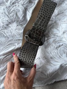 reiss belt grey crocodile pattern size 8