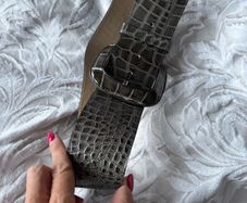reiss belt grey crocodile pattern size 8