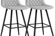_Set of 2 Bar Chairs, High Stools, Kitchen Seat, Metal Frame, with Backrest