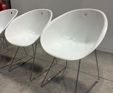4x White Designer Chairs  Italian Design Chrome Legs