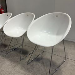 4x White Designer Chairs  Italian Design Chrome Legs