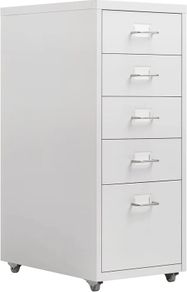 5-Drawer Mobile File Cabinet, Filing Cabinet, Rolling Filing Organizer, Metal Storage Cabinet with Casters for Home,Office and School, White