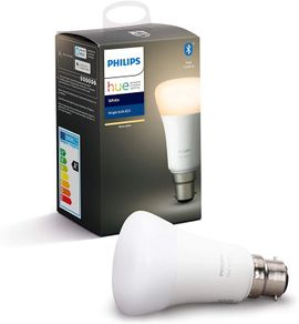 Philips Hue White Single Smart Bulb LED [B22 Bayonet Cap OR E27] with Bluetooth, Works with Alexa and Google Assistant [Energy Class A+]