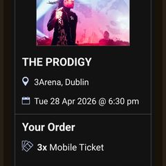 Prodigy Tickets Standing x 3