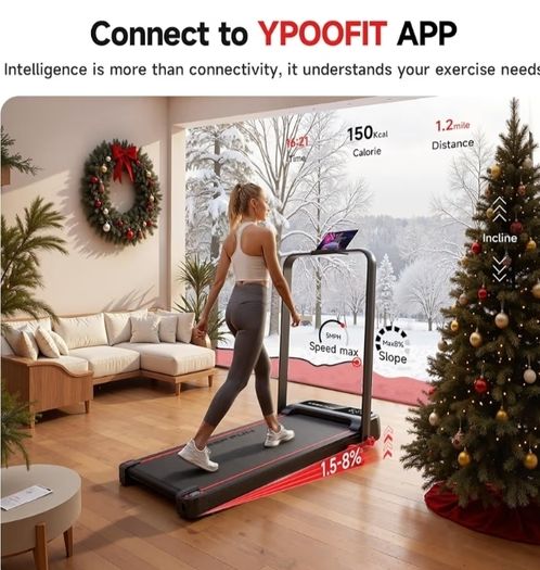 Walking Pad with Handle Bar 3 Level Incline, 300 Lbs Walking Pad Foldable for Home Office, Under Desk Treadmill with LED Display Remote Control APP