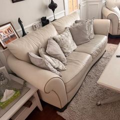 White leather suite with footrest