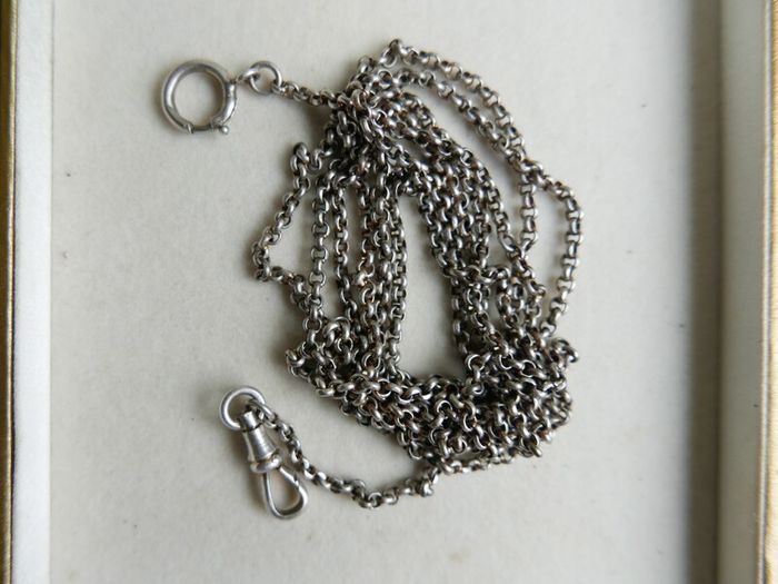 Vintage Long Heavy Sterling Silver rolo Chain. (pocket watch chain) Solid silver statement chain. 52" long - 26,20g