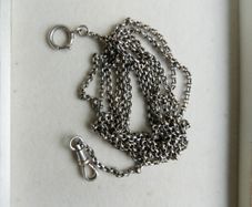 Vintage Long Heavy Sterling Silver rolo Chain. (pocket watch chain) Solid silver statement chain. 52" long - 26,20g