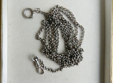 Vintage Long Heavy Sterling Silver rolo Chain. (pocket watch chain) Solid silver statement chain. 52" long - 26,20g