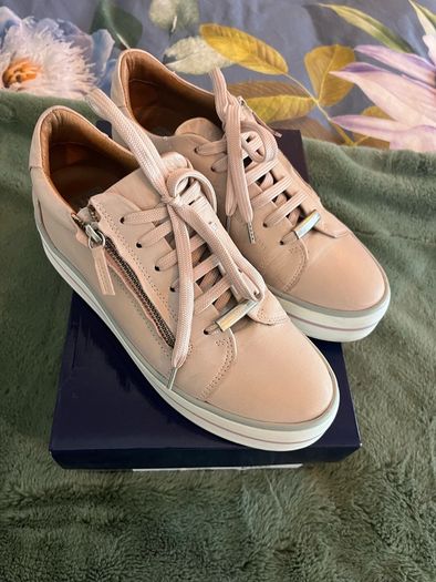 NEW Carl Scarpa Fissato Side Zip Platform Runners / Trainers - Blush Pink Leather - Size 6 / EU39