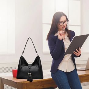 VASCHY Faux Leather Fashion Vintage Women Hobo Bag Tassel Handbag Purse Tote with Detachable Long Shoulder Strap