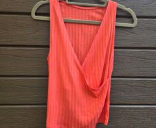 Coral Ribbed Wrap Tank Top, size 10