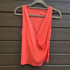 Coral Ribbed Wrap Tank Top, size 10