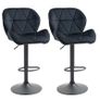 2-Piece Bar Stools Swivel Bar Chairs with Backrest Adjustable Height Bistro Stools Counter Stools Velvet Touch Armless Foam Black 51.5x57.5x93-114.5 cm Image 3