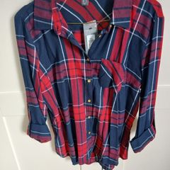 BNWT Ladies Burgandy Check Shirt