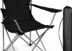 Outdoor Folding Camping Chair with Cup Holder Storage Bag, Lightweight Portable for Beach, Barbecue, Fishing (Black)