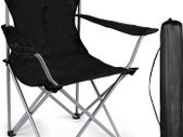 Outdoor Folding Camping Chair with Cup Holder Storage Bag, Lightweight Portable for Beach, Barbecue, Fishing (Black)