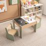 Kids Table with 2 Chairs, 3 Piece Wooden Furniture Set with Reversible  Removable Tabletop, Drawing Table with Storage, Elephant Shaped Childrens Seating Set for Ages 3 to 6 Image 2
