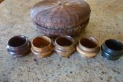 Wooden Napkin Ring holders-set Of 5 Vintage With Storage Box