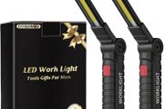 Work Light Valentines Gifts for Men Him Boyfriend Husband, LED Torch Rechargeable Inspection Lamp Magnetic Emergency BBQ Light, Mens Gadgets (2 Pack, Black)