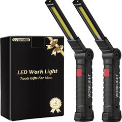 Work Light Valentines Gifts for Men Him Boyfriend Husband, LED Torch Rechargeable Inspection Lamp Magnetic Emergency BBQ Light, Mens Gadgets (2 Pack, Black)