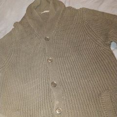 French Connection (FCUK) Men's Shawl Collar Knit Cardigan in a black chunky ribbed knit