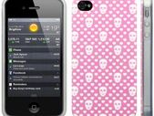 Iphone 4 4s Skull & Hearts Image Gel Case Cover White On Pink Background