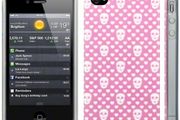 Iphone 4 4s Skull &amp; Hearts Image Gel Case Cover White On Pink Background