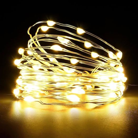 5M 16ft 50 LED Battery Operated Copper Wire Fairy String Lights, Waterproof Outdoor/Indoor Lights for Bedroom, Christmas, Parties, Wedding, Centerpiece