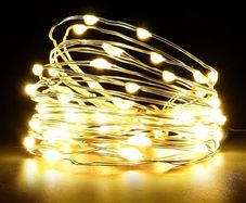 5M 16ft 50 LED Battery Operated Copper Wire Fairy String Lights, Waterproof Outdoor/Indoor Lights for Bedroom, Christmas, Parties, Wedding, Centerpiece