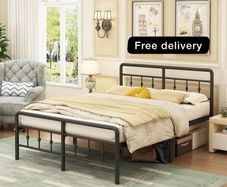 King Size Bed Frame with Victorian Headboard and Footboard