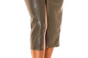 Leather Look Highwaist Midi Skirt With Slit Size Small