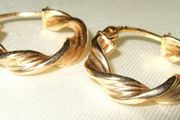 Pristine 9ct Gold 1" Twisted Rope Hoop Earrings