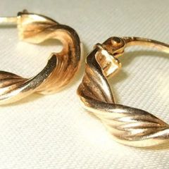 Pristine 9ct Gold 1" Twisted Rope Hoop Earrings