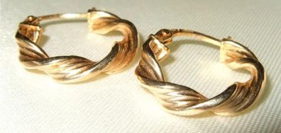 Pristine 9ct Gold 1" Twisted Rope Hoop Earrings