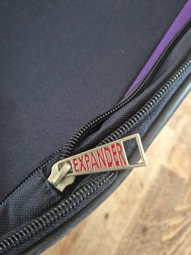 small navy suitcase
