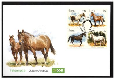 2011 Ireland The Irish Horse (Coloured Horse, Irish Draught Horse, Thoroughbred Horse & Connemara Horse) Commemorative Stamps First Day Cover (FDC)