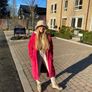 Bright pink faux fur robe coat by Russian designer Image 5