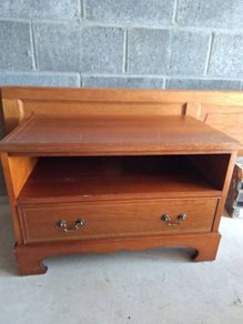 TV cabinet teak with inlay 30 inches wide 20 high 17 deep