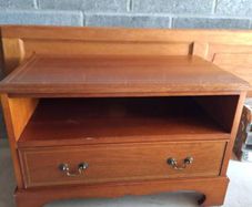 TV cabinet teak with inlay 30 inches wide 20 high 17 deep