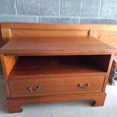 TV cabinet teak with inlay 30 inches wide 20 high 17 deep