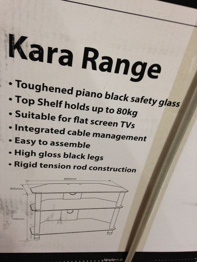 TV Tables Black Toughened Piano Glass 3 Tier 80 cm Wide