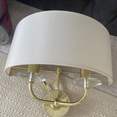 Elegant Large 2-Light Wall Scone. Brass/Linen. UK. Perfect conditions